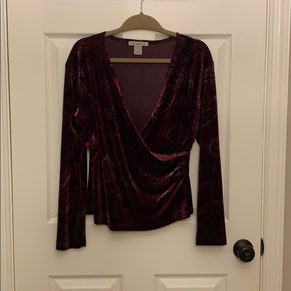 Velvet Faux wrap blouse size Large